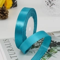 Peacock blue 2cm satin ribbon roll for wedding gift wrapping and DIY crafts decor - Teal