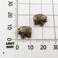 DIY bronze elephant spacer bead with patterned texture on a scale measurement mat - 10135 - Ancient Bronze Elephant / 9x11-1.5mm
