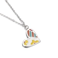 Collier cœur minimaliste en acier inoxydable argenté avec pendentif en émail coloré - Texture Géométrique du Coeur (KN25700-Z)