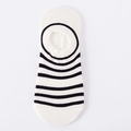 Chaussettes invisibles blanches en coton à rayures noires antidérapantes pour femmes - Taille unique / Blanc Rayures Noires