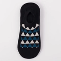 Invisible low cut boat socks in black with blue and white triangle geometric patterns - One Size / Black Blue White Geometric