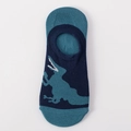 Invisible cotton boat socks in dark blue with cyan dinosaur pattern and silicone grip - One Size / Dark Blue Cyan Dinosaur