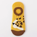 No-show sock featuring a yellow leopard print pattern with anti-slip silicone heel - One Size / Yellow Leopard Pattern
