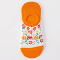 Orange and white invisible boat socks with colorful floral patterns and non-slip grip - One Size / White Orange Edge Floral
