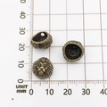 Three bronze lion head metal charm beads for bracelet making shown on millimeter scale - Lion Head Style (10126)