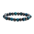 Bracciale di perle in occhio di tigre blu ed ematite per uomo e donna su sfondo bianco - Occhio di tigre blu (Occhio di tigre B)