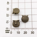 Bronze owl spacer beads for bracelets with mm scale for size reference - Owl Style (10132)