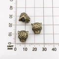 Three antique bronze lion head metal beads for DIY jewelry bracelets on scale paper - Leopard Head Style (10114)