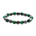 Men's Tiger Eye and Hematite beaded bracelet with faceted stones on a white background - Faceted Hematite Tiger Eye B
