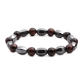 Tiger eye stone and faceted hematite beaded bracelet for men on a white background - Faceted Hematite Tiger Eye A