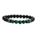 Bracciale di perle fatto a mano con onice nero opaco e pietre occhio di tigre verdi - Occhio di Tigre Verde Pietra Opaca