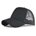 Klassieke zwarte katoenen truckercap met mesh achterkant en gebogen vizier voor sport - Verstelbaar / Zwart