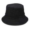 Detalle de gorro de pescador en denim negro lavado con textura vintage y costuras precisas - M(56-58cm) / Negro