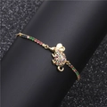 Bracciale a topo dorato con zirconi micro-pave colorati e catena di pietre preziose - Stile catena di gemme colorate / Catena colorata Topo