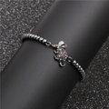Beaded mouse bracelet with colorful zircons and black hematite stones on display stand - Gun Black Metal Bead Chain Style / Gun Black Bead Chain