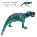 Realistic green Carnotaurus dinosaur figure with textured skin measuring 12x5x6cm - Carnotaurus