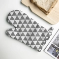 Nordic style oven mitt with grey triangle pattern, heat resistant cotton fabric for baking - Gray and White Triangle