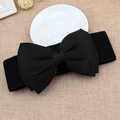 Cintura elastica da donna nera con grande e dolce fiocco in chiffon - Nero / 75cm