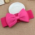 Cintura elastica fucsia a vita alta con un grande fiocco di raso per abiti - Rosa Rossa / 75cm