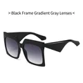 Chic oversized square sunglasses featuring solid black frames and gradient grey lenses - Black Frame Gradient Grey