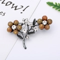 Detail of vintage silver branch brooch with crystals and reddish-brown beads decoration - 7# Branch Flower