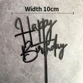 Black acrylic Happy Birthday cake topper with 10cm width and glossy minimalist finish - Black HB