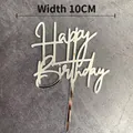 Silver mirror acrylic Happy Birthday cake topper with 10cm width and pointed base - Silver HB