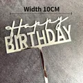 Silver mirror acrylic Happy Birthday cake topper with 10cm width for party decor - Silver