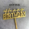 Golden acrylic Happy Birthday cake topper with 10cm width for party decorations - Gold