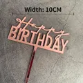 Rose gold mirror Happy Birthday cake topper 10cm width for elegant party decor - Rose Gold
