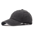 Deep grey washed cotton baseball cap in a classic six-panel vintage distressed style - S(54-56cm) / Black