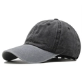 Vintage gewaschene anthrazitfarbene Baseballkappe mit gebogener Krempe im Workwear-Stil - Verstellbar / Schwarz mit grauer Krempe