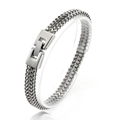 Polished silver stainless steel dragon bone chain bracelet with sleek folding clasp for men - 19.5cm / Steel