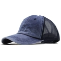 Vintage Baseballkappe aus gewaschenem Denim mit schwarzem Netzrücken für den Sommer - Verstellbar / Marineblau
