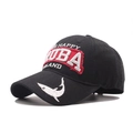 Berretto da baseball in cotone nero con logo ricamato Happy Aruba Island e squalo - Regolabile / Ricamo Lettere ARUBA/Squalo / Nero