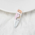 White metal BB hair clip featuring a cute cat wearing a pink scarf illustration - 1# White Cat