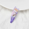 Cute purple cat shaped metal hair clip with heart patterns on white background - 6# Purple Cat