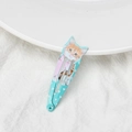 Light blue hair clip with white hearts and a cute orange cat charm on a white plate - 3# Mint Green Cat