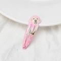 Pink polka dot hair clip featuring a cute Labrador puppy print on a white plate - 11# Pink Dog