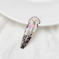 Cute Labrador puppy print hair clip with white dots on dark brown metal finish - 17# Coffee Dog