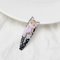 Cute black cat BB hair clip with white heart pattern on a white ceramic plate - 9# Black Cat