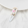 Cute white BB hair clip featuring a realistic labrador puppy with a pink polka dot scarf - 10# White Dog