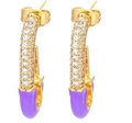 Orecchini a spilla da balia dorati con zirconi bianchi e smalto viola decorativo - Viola