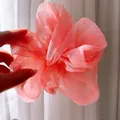 Pink oversized organza scrunchie with lightweight mesh texture and pleated floral design - Oversized / Watermelon red