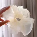 White organza oversized hair scrunchie with semi-transparent fluffy mesh texture - Oversized / White