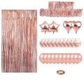 Set decorazioni compleanno oro rosa con palloncini foil e tende metallizzate a frange - Set di compleanno Oro Rosa