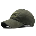 Detalle de gorra de béisbol camuflaje verde militar con parche de bandera de EE. UU. - Ajustable / Verde Militar