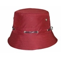 Red bucket hat with adjustable chin cord drawstring for outdoor sun protection - Adjustable / Burgundy