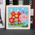 Wooden 9-piece ladybug puzzle for kids featuring colorful cartoon insect design - Ladybug