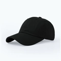 Classic minimalist black cotton twill baseball cap with curved brim and embroidered eyelets - Black